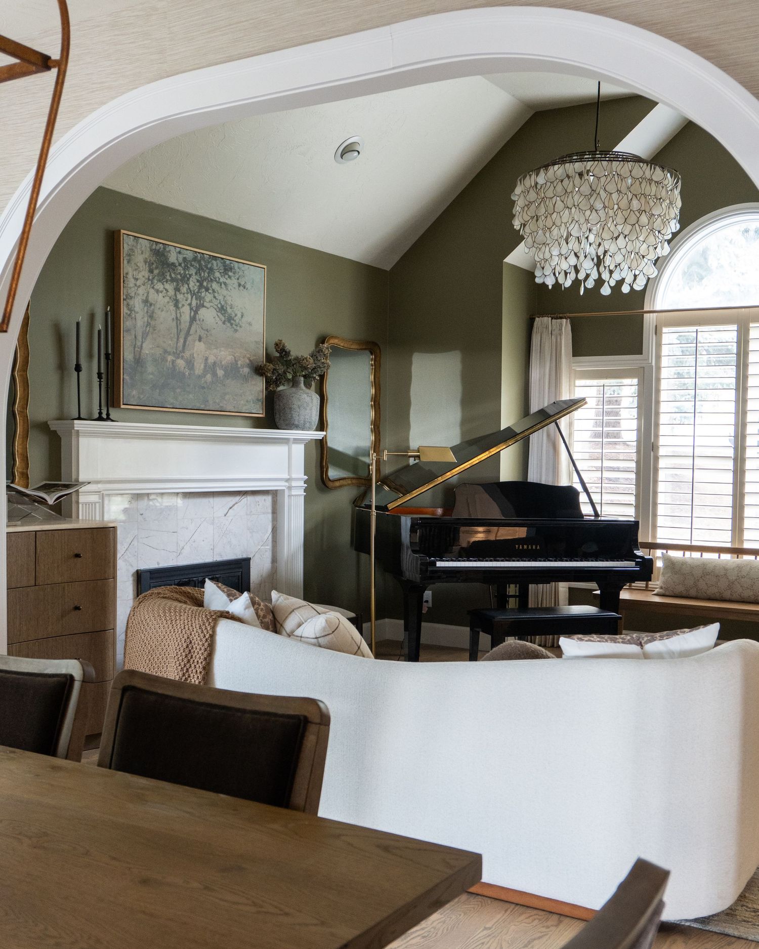 Remodeled front room into a music room by a Utah designer to bring family together