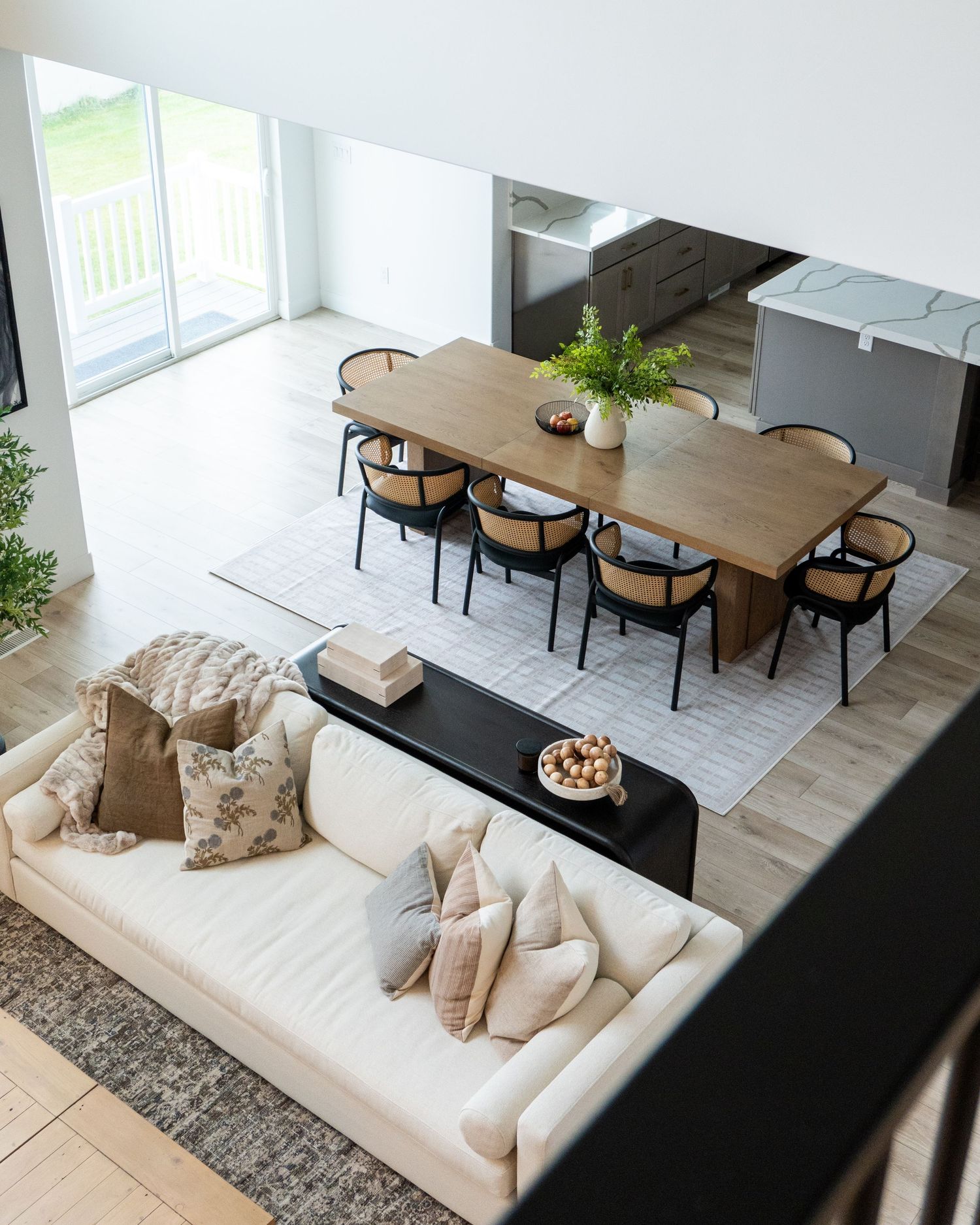 Views of the natural and bright dining room from above in Highland Utah