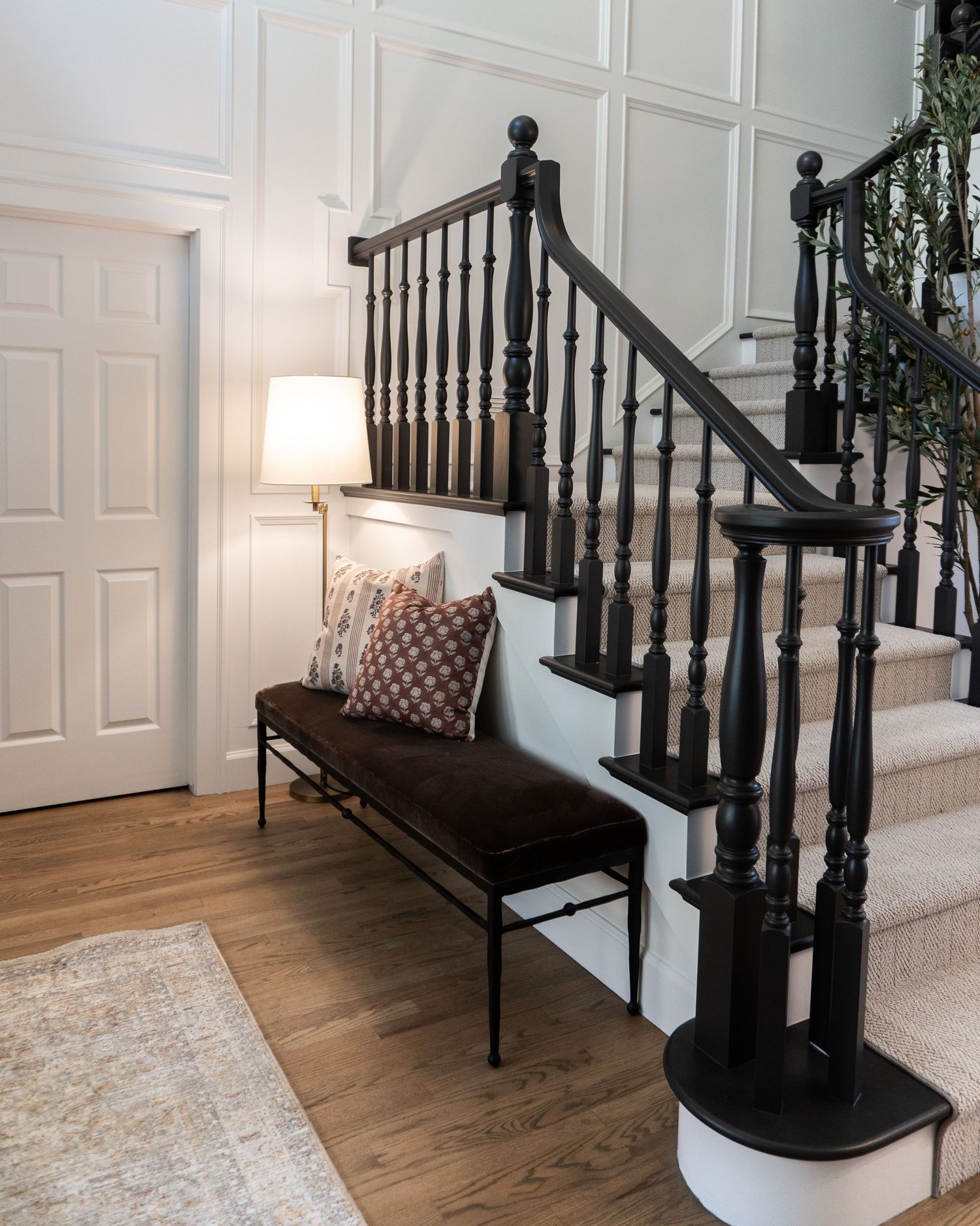 Entry wall with custom wall treatment in an historic home in Provo Utah