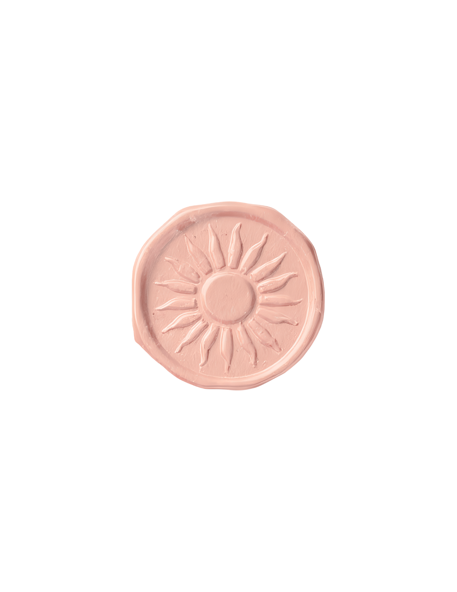 Pink clay sun emblems arranged in a diminishing size pattern.