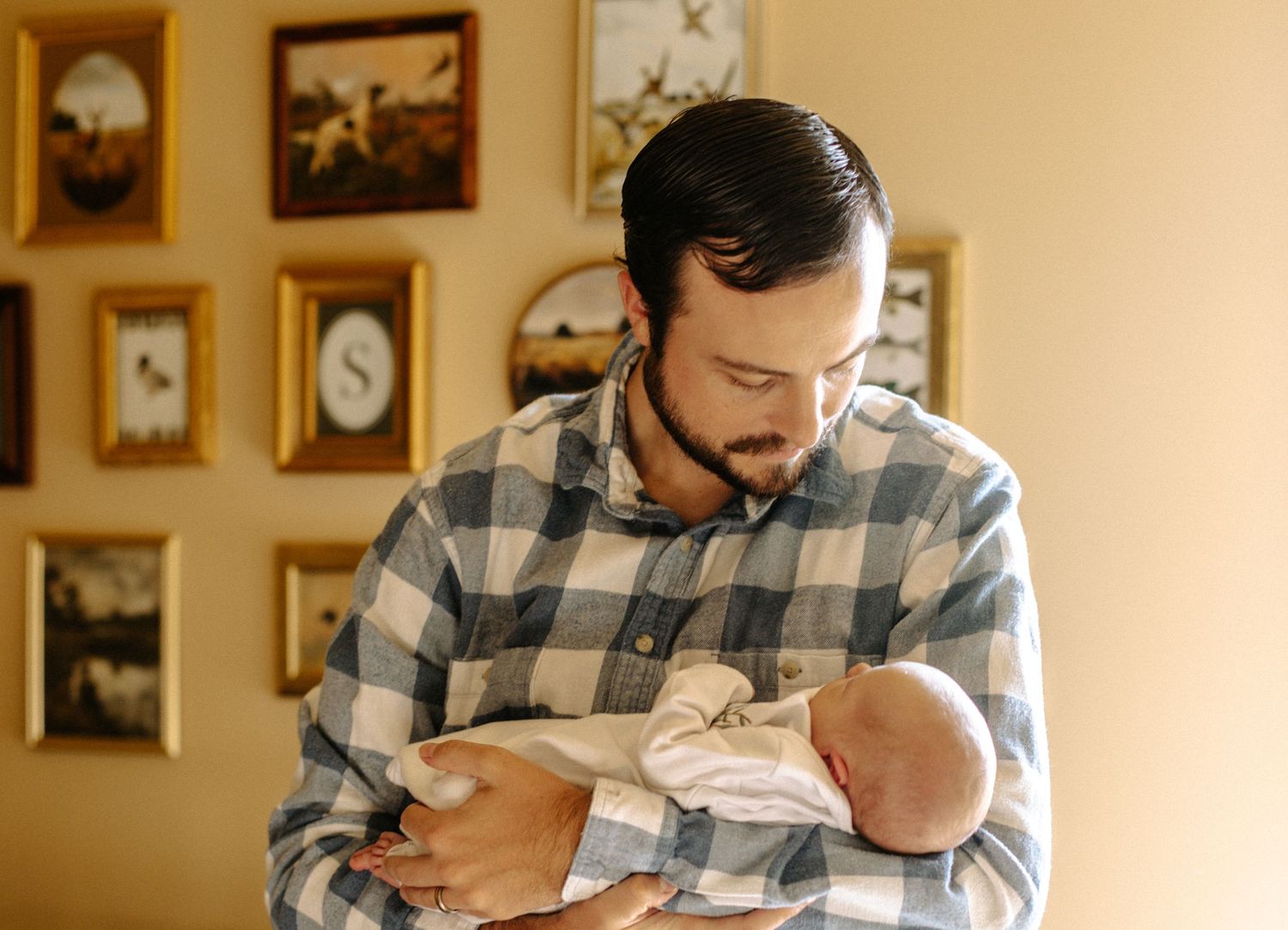 New dad holds his son in the nursery, Richmond photographer, rachel gorth, armory photography