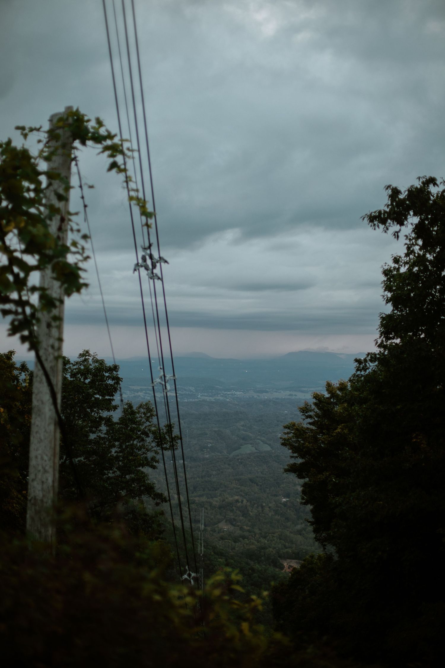 View of rainy gatlinburg from a firewatch tower