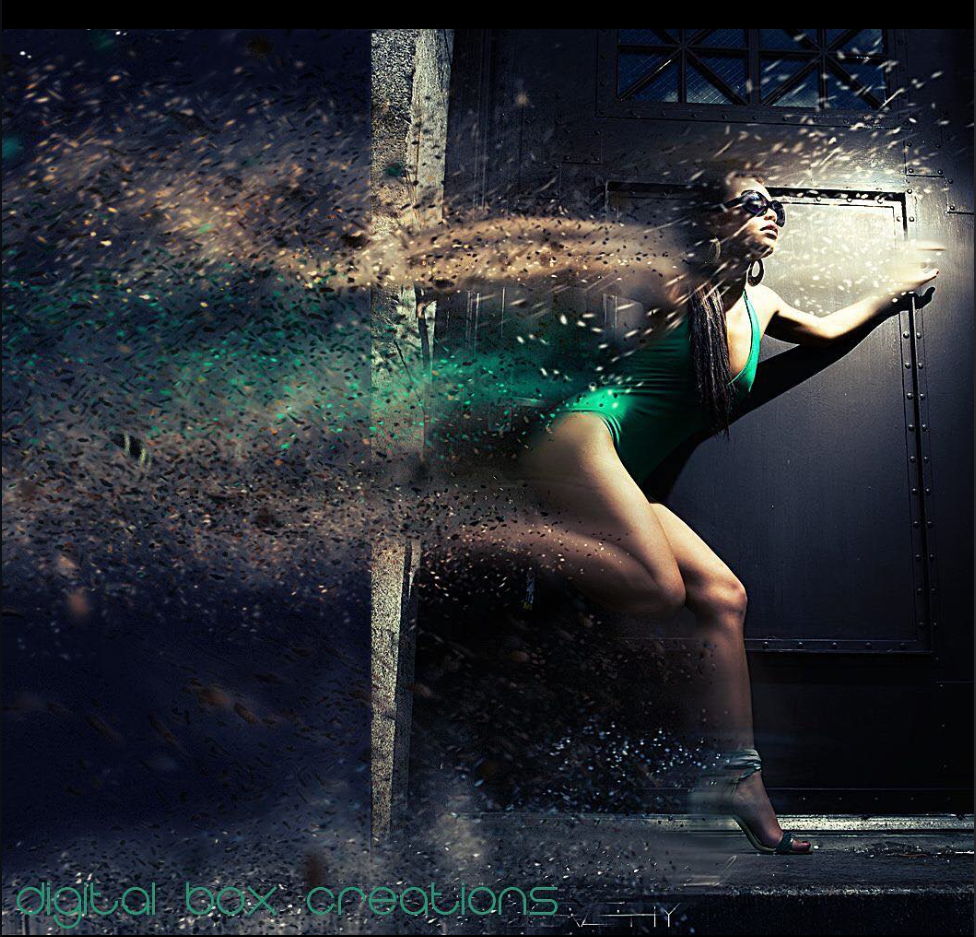 Artistic dark portraits with dramatic lighting and water effects.