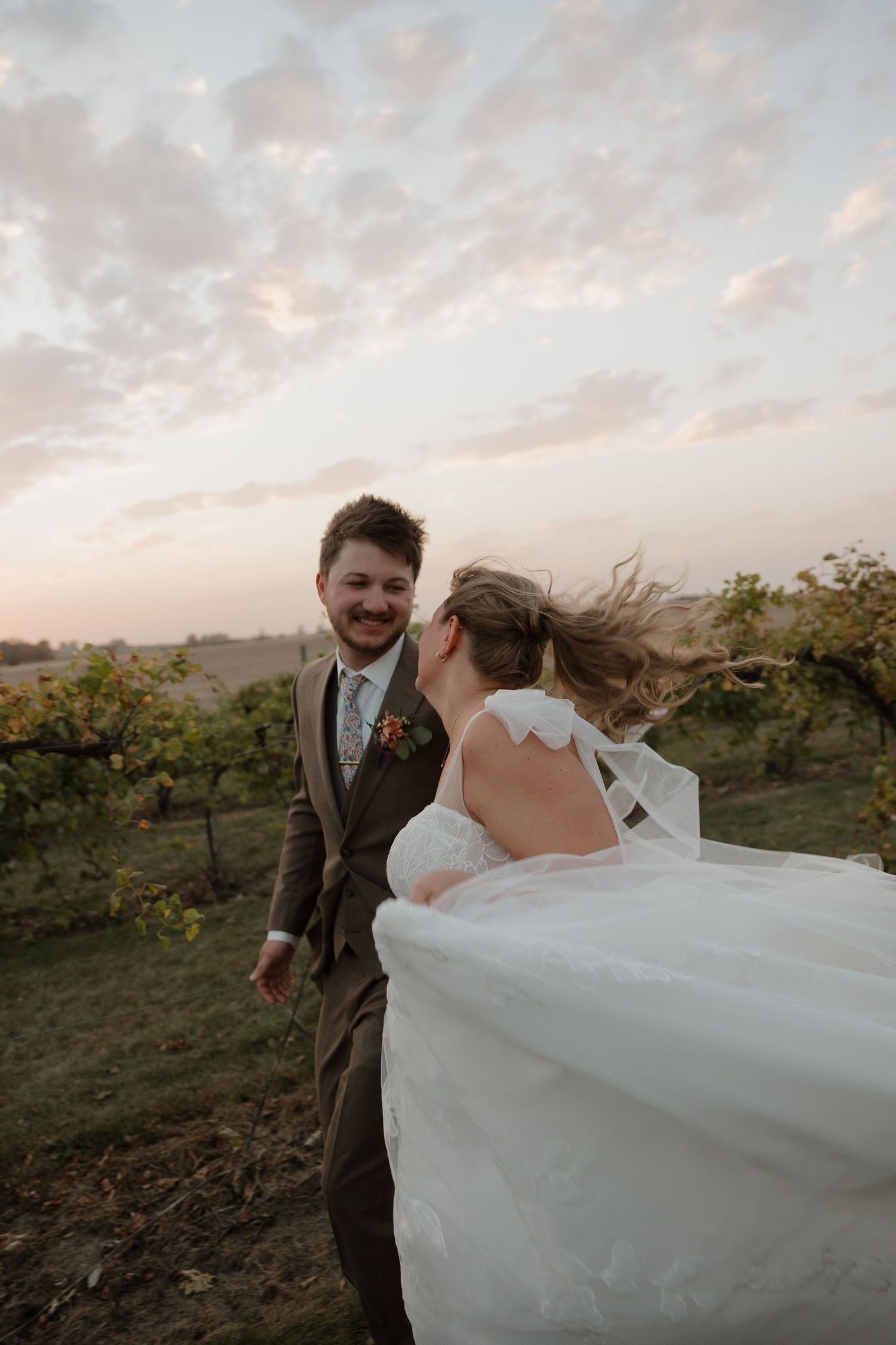 vineyard wedding at sunset