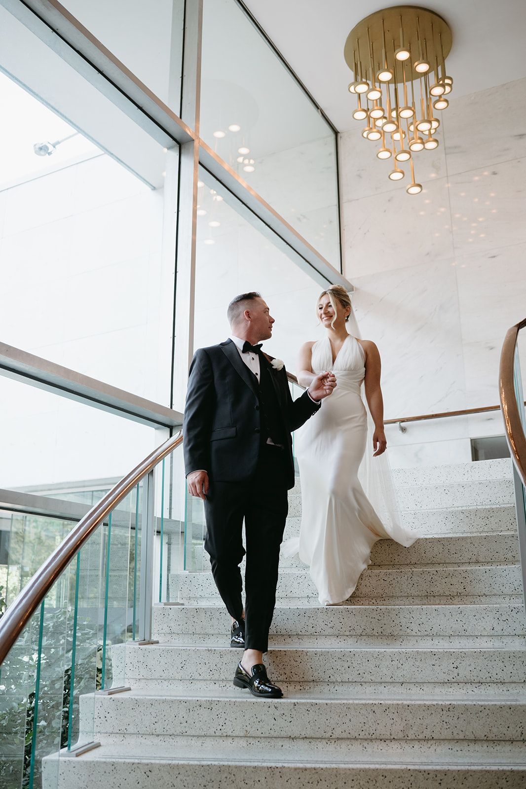 Editorial and luxury bride and groom portraits at the Statler Hotel in Downtown Dallas.