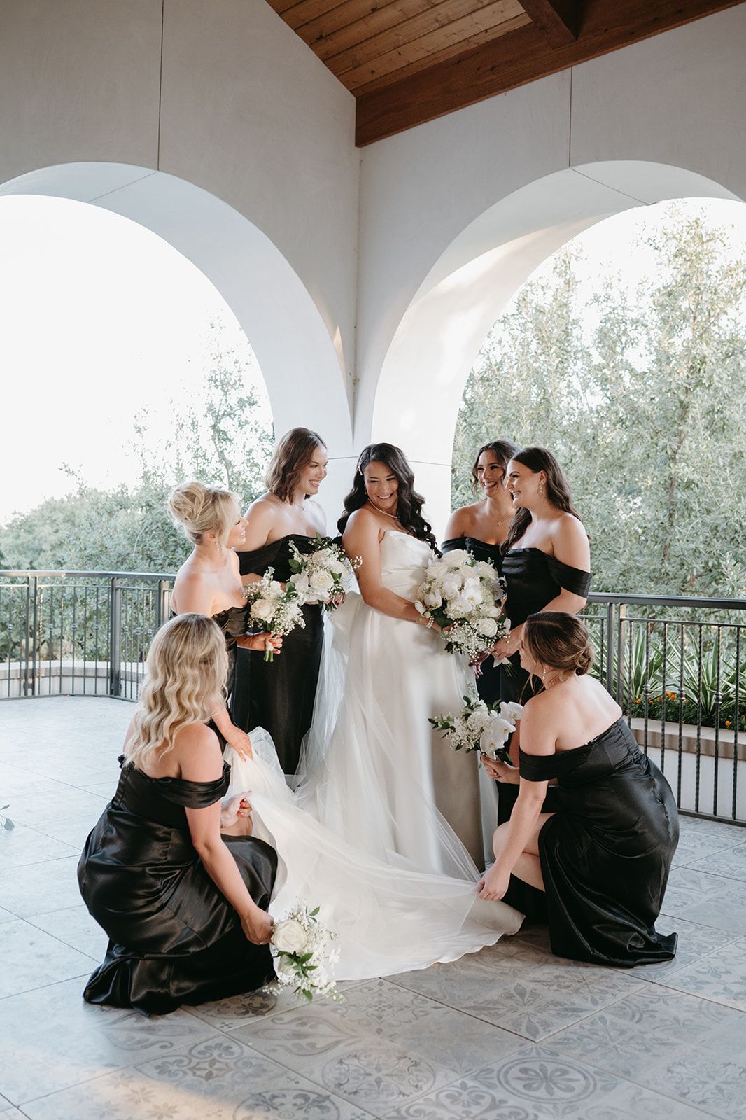 Luxury and editorial bride and bridesmaids portraits at the Hotel Drover.