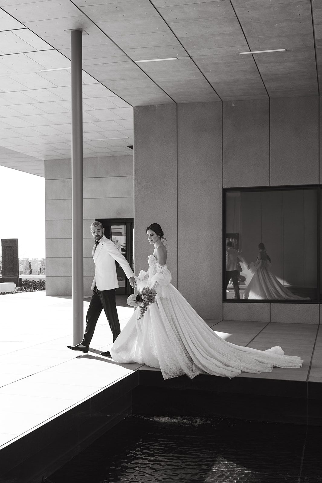 Editorial and luxury bride and groom portraits at the Hall of Lights venue.