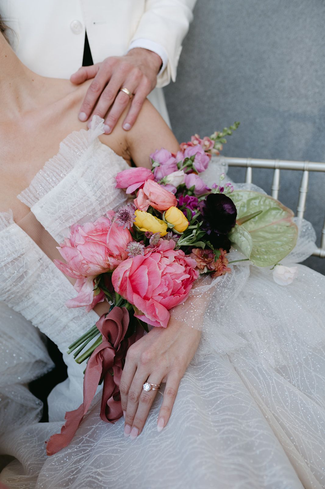 Editorial and luxury bridal bouquet at the Hall of Lights venue.