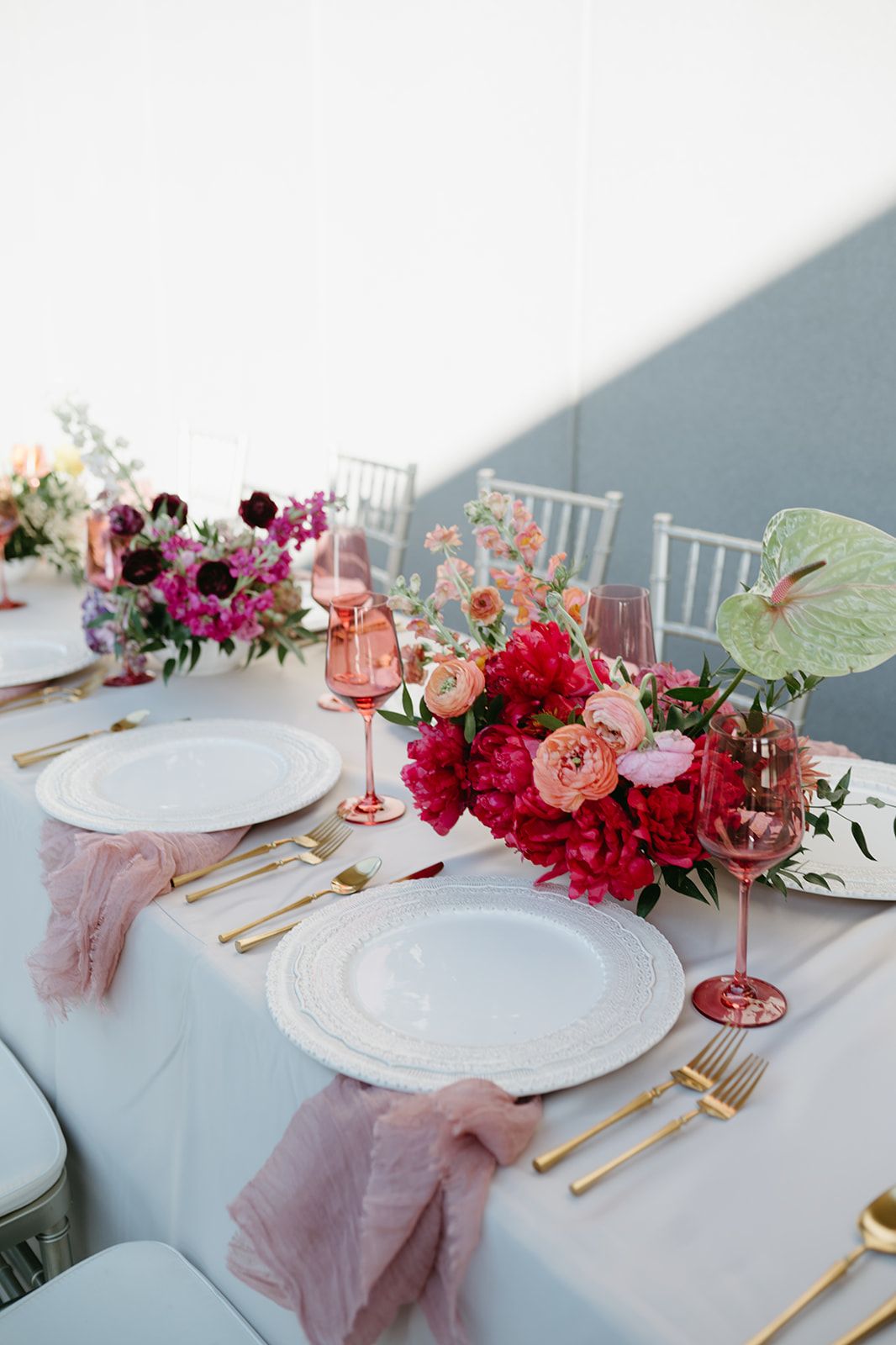 Editorial and luxury floral centerpiece and tablescape  at the Hall of Lights venue.
