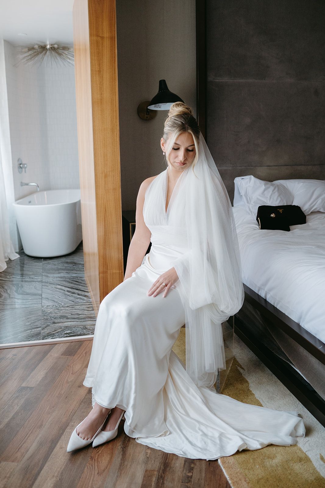 Editorial and luxury bride portraits at the Statler Hotel in Downtown Dallas.