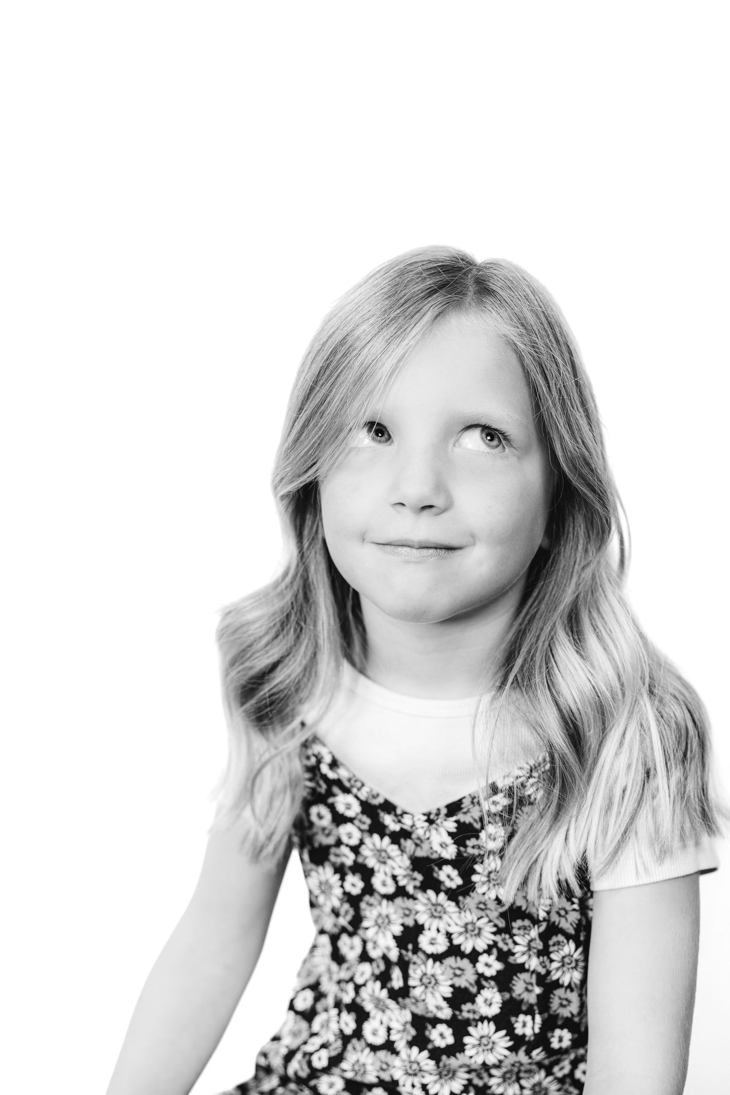 Black and white fine art portrait of a young girl photographed in Tipp City, Ohio.