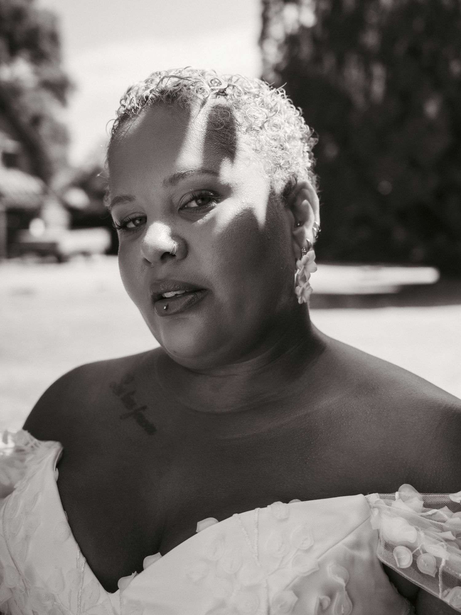 Bridal Portrait Editorial with Dramatic Shadow