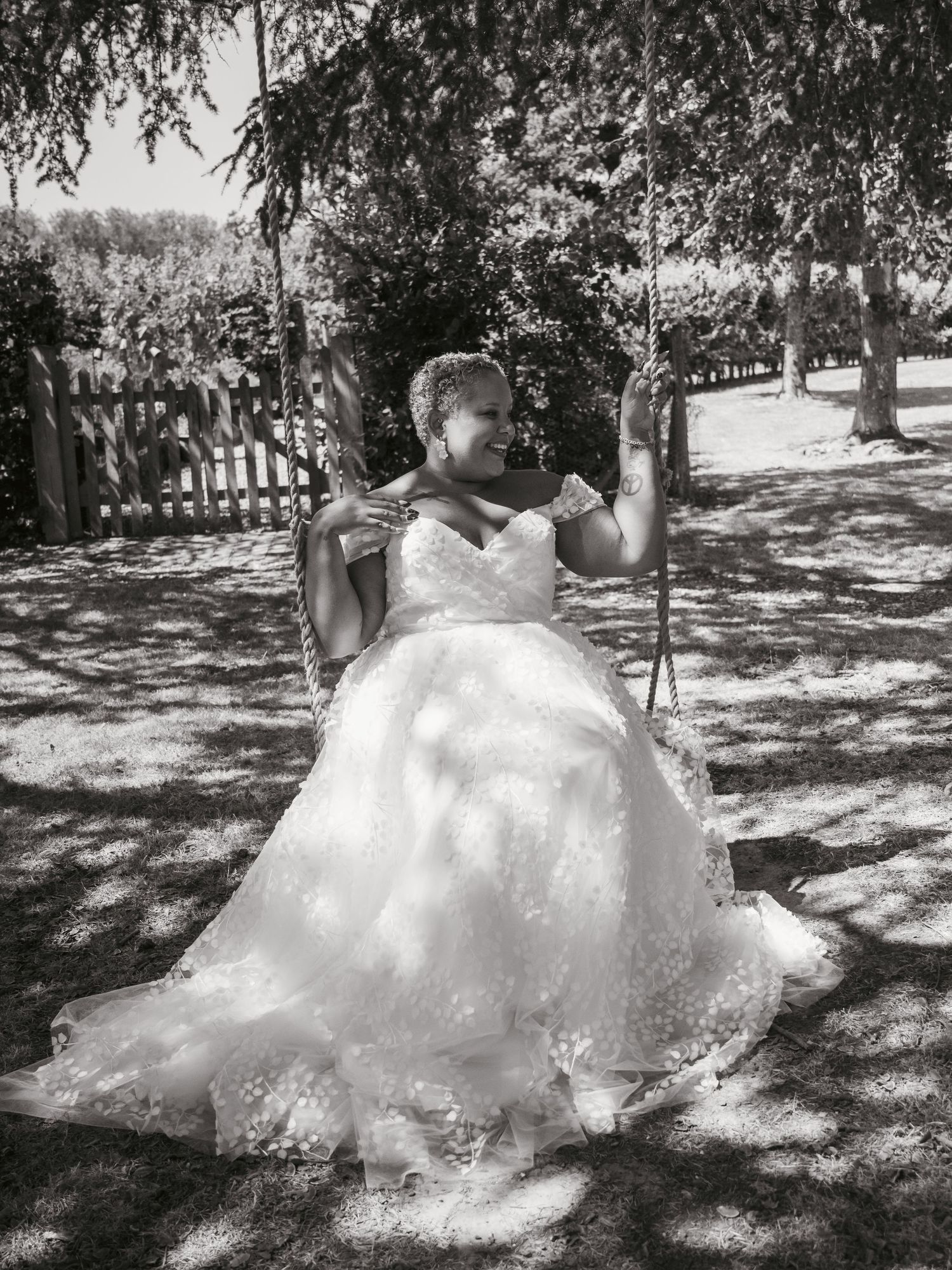 Bridal Portrait Editorial on swing