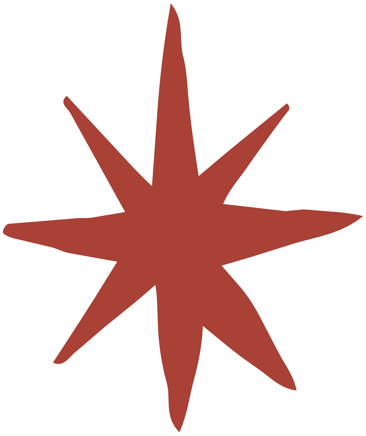 A red eight-pointed star shape on white background.