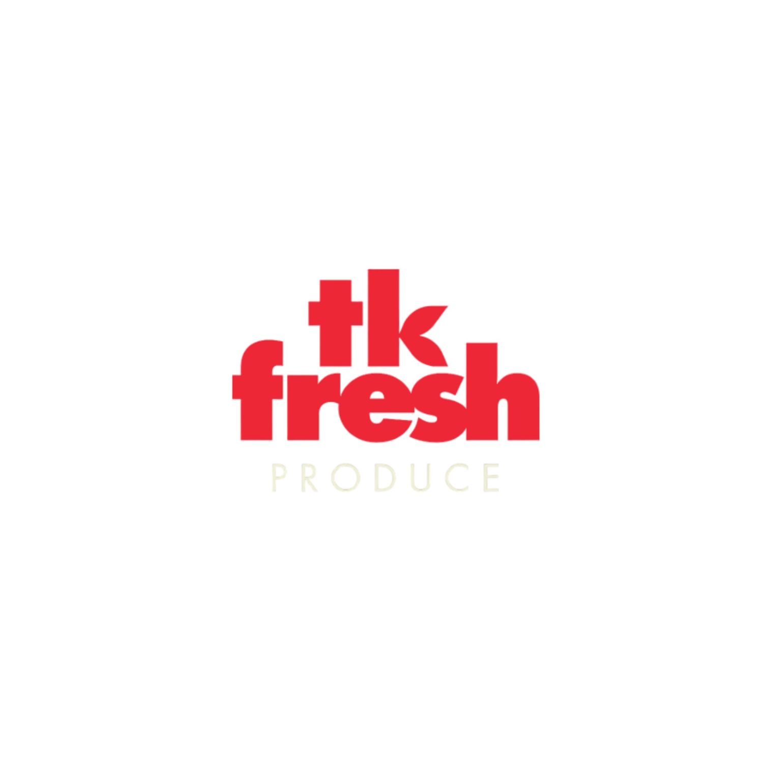 Red text logo for TK Fresh in a simple, bold sans-serif font style against a white background.