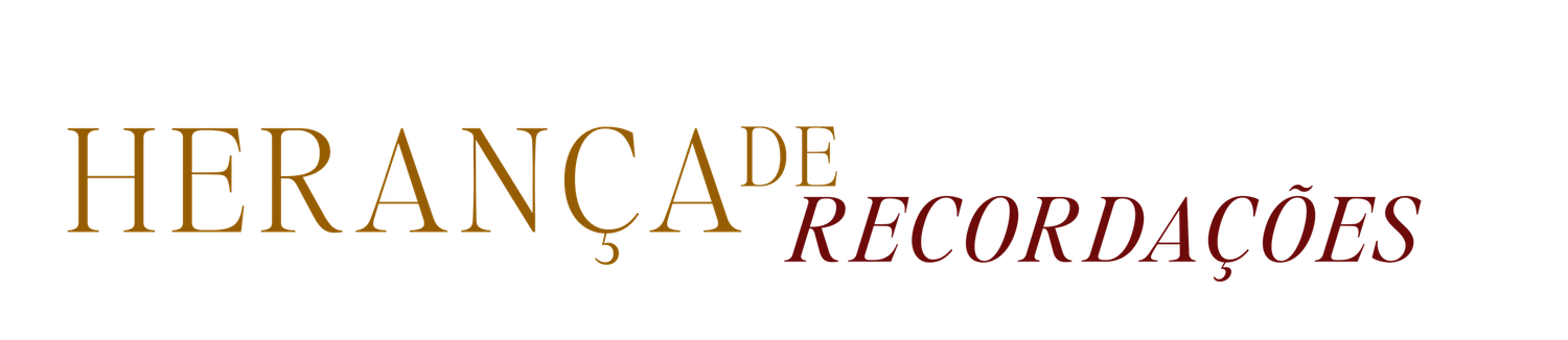 Text design banner reading 'Heranca De Recordacoes' in brown and black lettering with decorative floral elements.