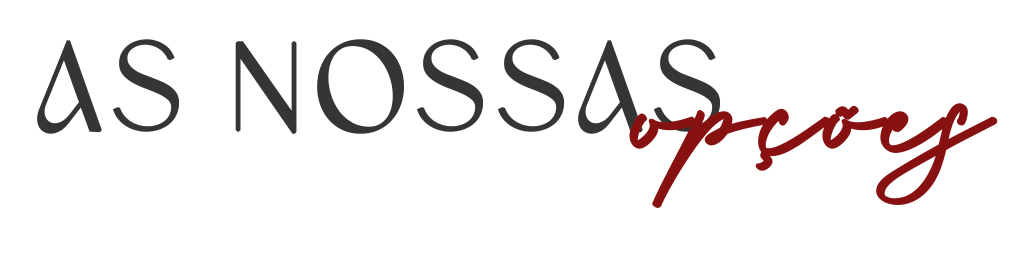 As Nossas Opções logo featuring elegant gray and red cursive typography on a white background.