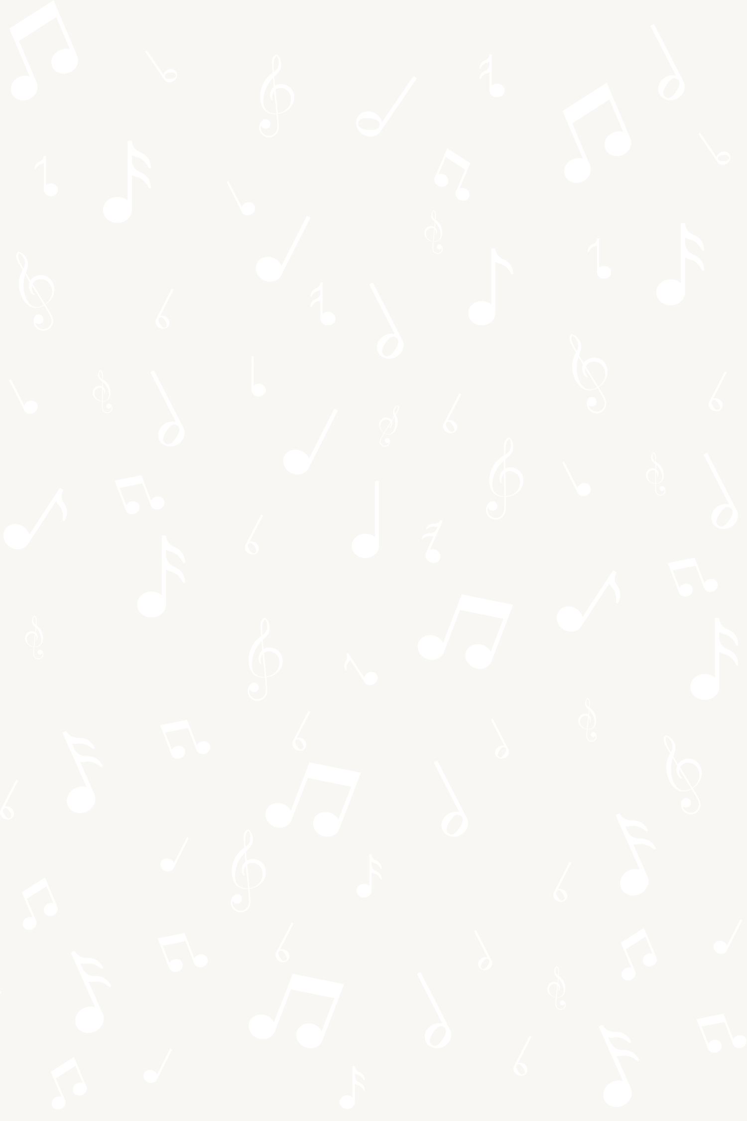 White musical notes pattern on a light beige background, perfect for music-themed designs.