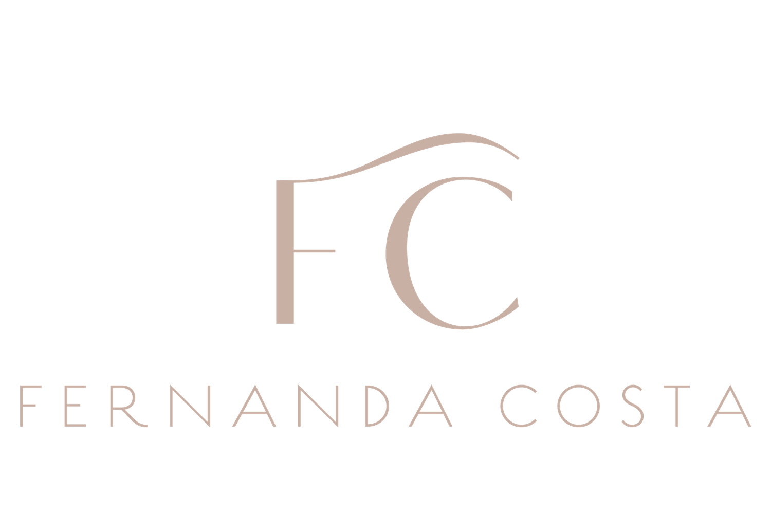 Modern elegant logo design featuring the letters FC with Fernanda Costa text below in a minimalist rose gold style.