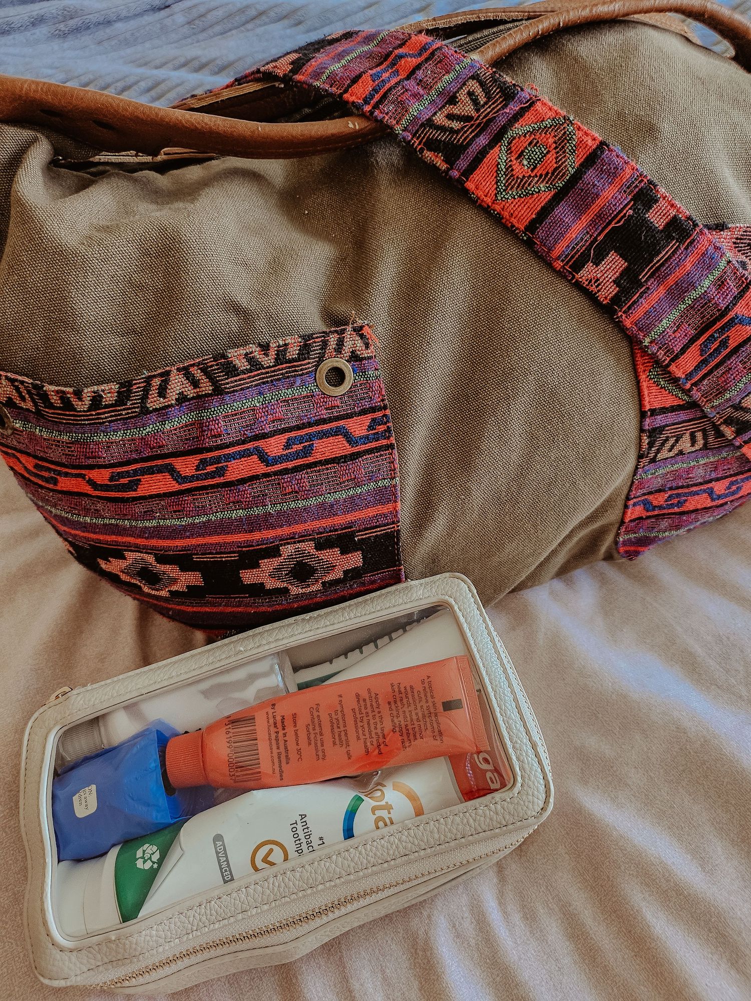 Hospital and vanity bag packed for a central coast birth photoshoot.