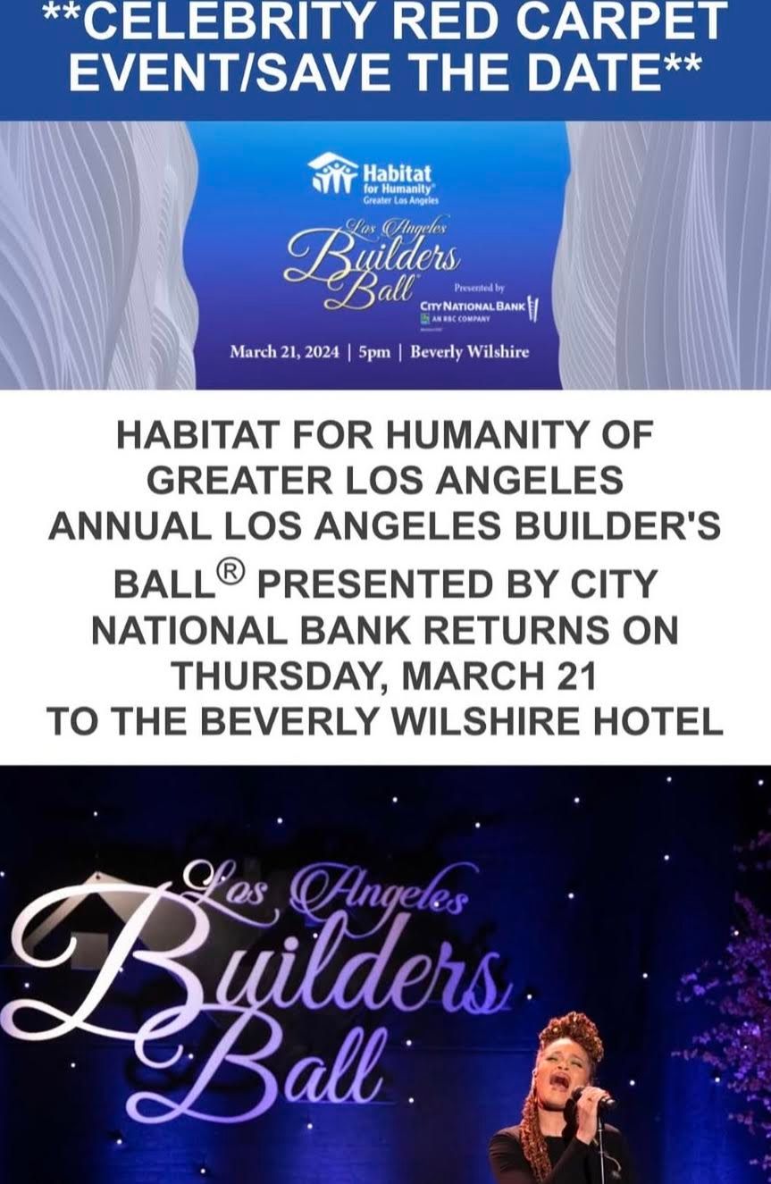 Promotional flyer for Habitat for Humanity's Los Angeles Builders Ball at Beverly Wilshire Hotel on March 21.