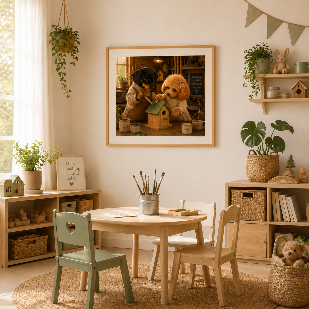 Inspired by Mark & Poppy art print by Love Lane Designs, displayed in a warm, inviting interior.