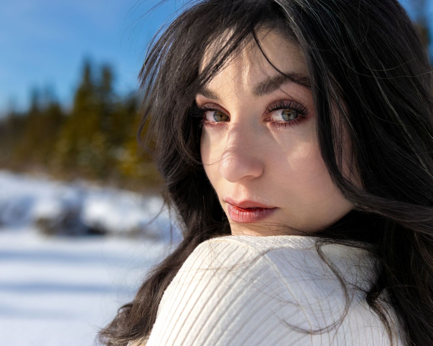 Creative portrait photography in Calgary with luxury editorial lighting and model
