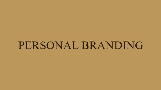 Gold background with dark brown text reading PERSONAL BRANDING in elegant serif typography.