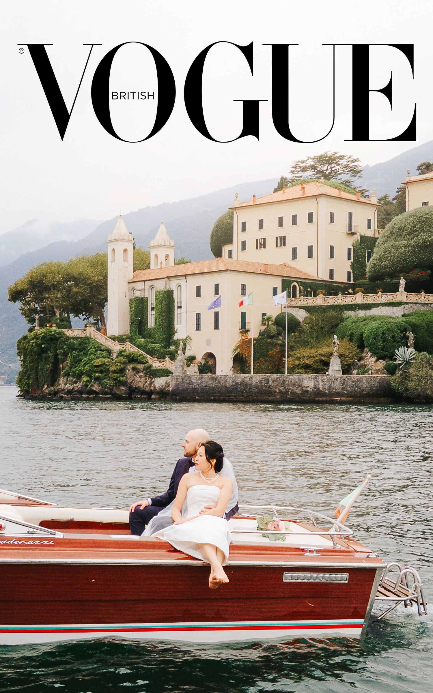 Bride photographed on Lake Como, Italy, featured in an editorial wedding story for Vogue