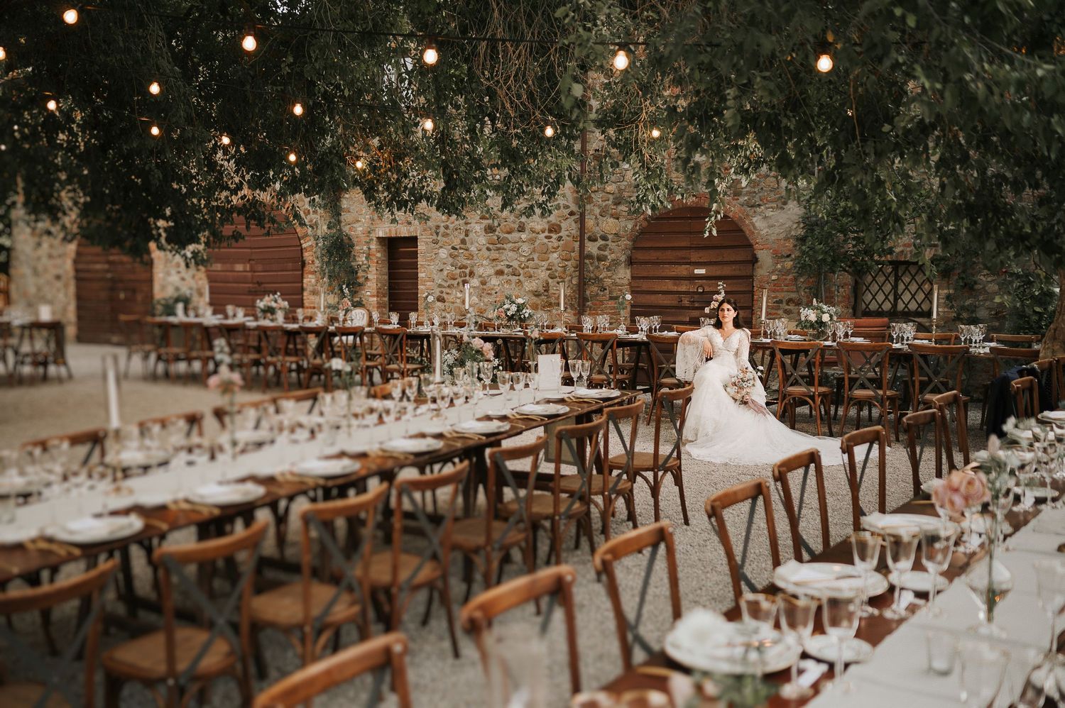 Elegant luxury wedding in Tuscany, Italy, captured in a timeless editorial style