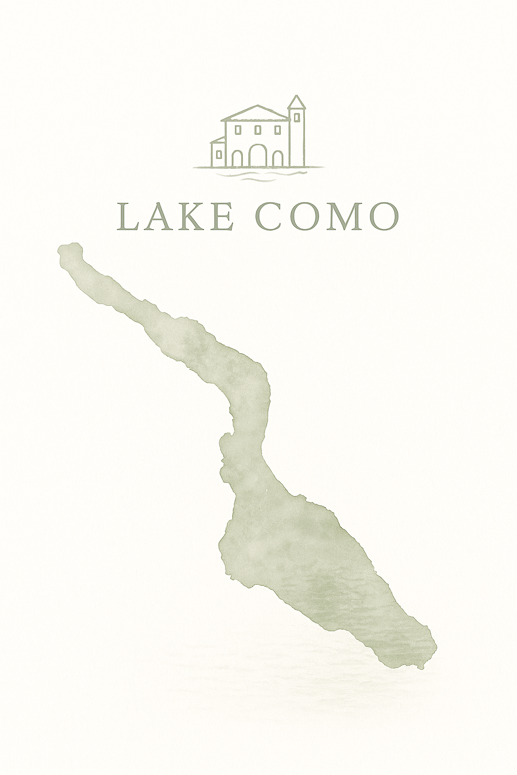Minimal illustrated map highlighting Lake Como