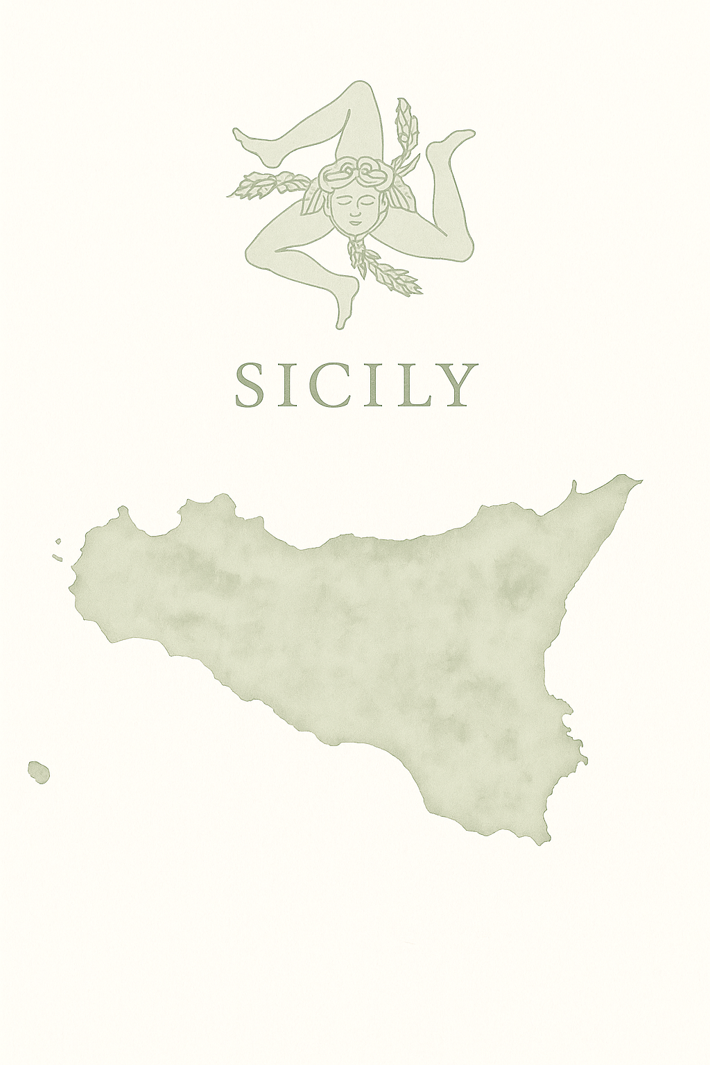 Minimal illustrated map highlighting Sicily