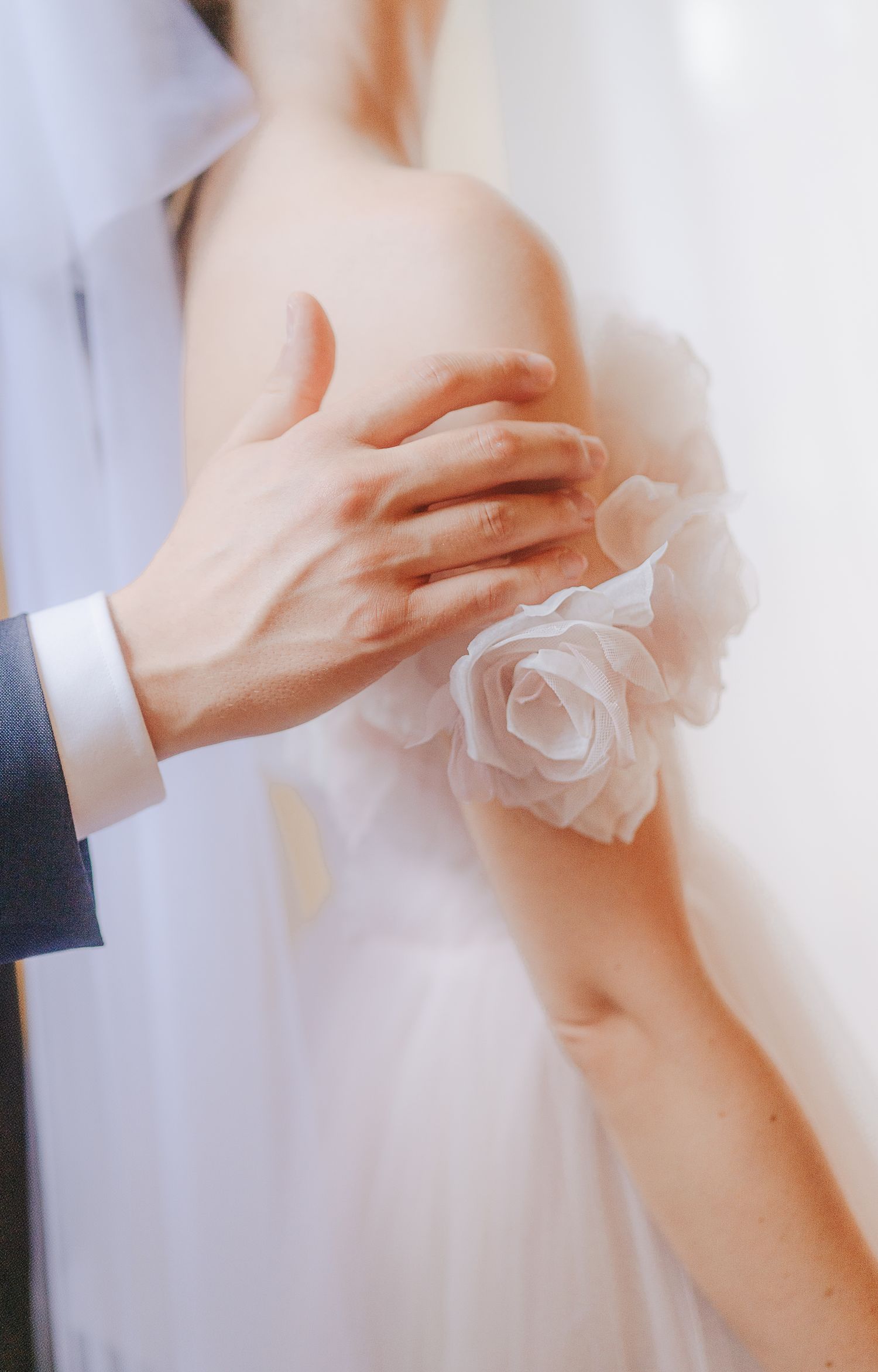 Intimate wedding detail of the couple captured during a luxury wedding in Tuscany, Italy