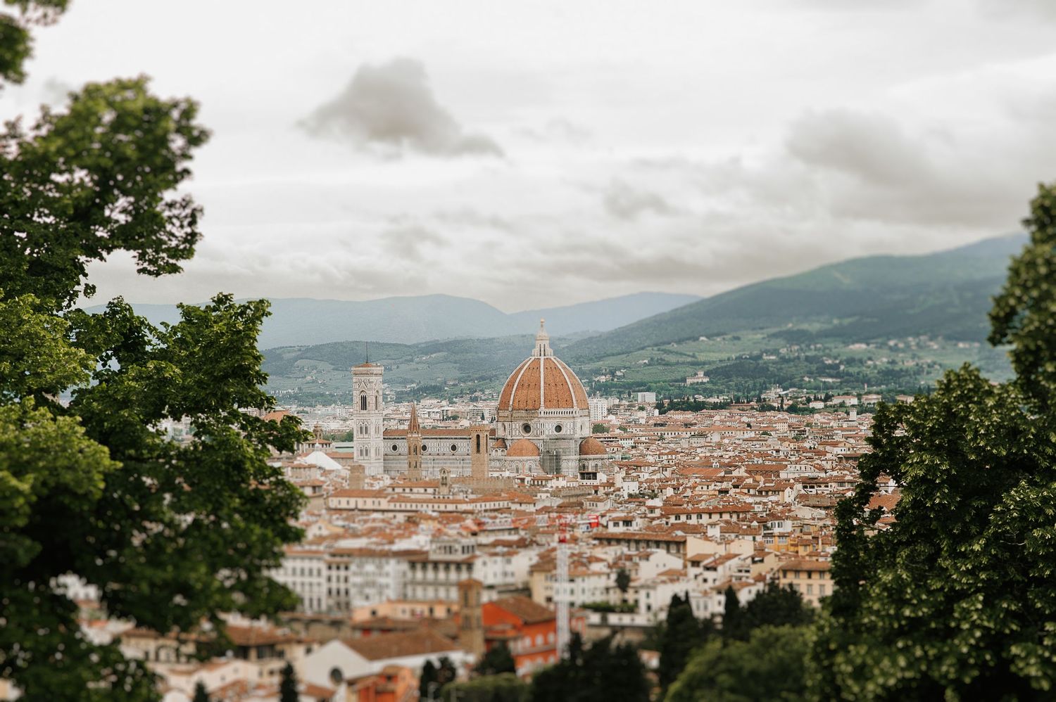 Florence city view during a marriage proposal in Tuscany