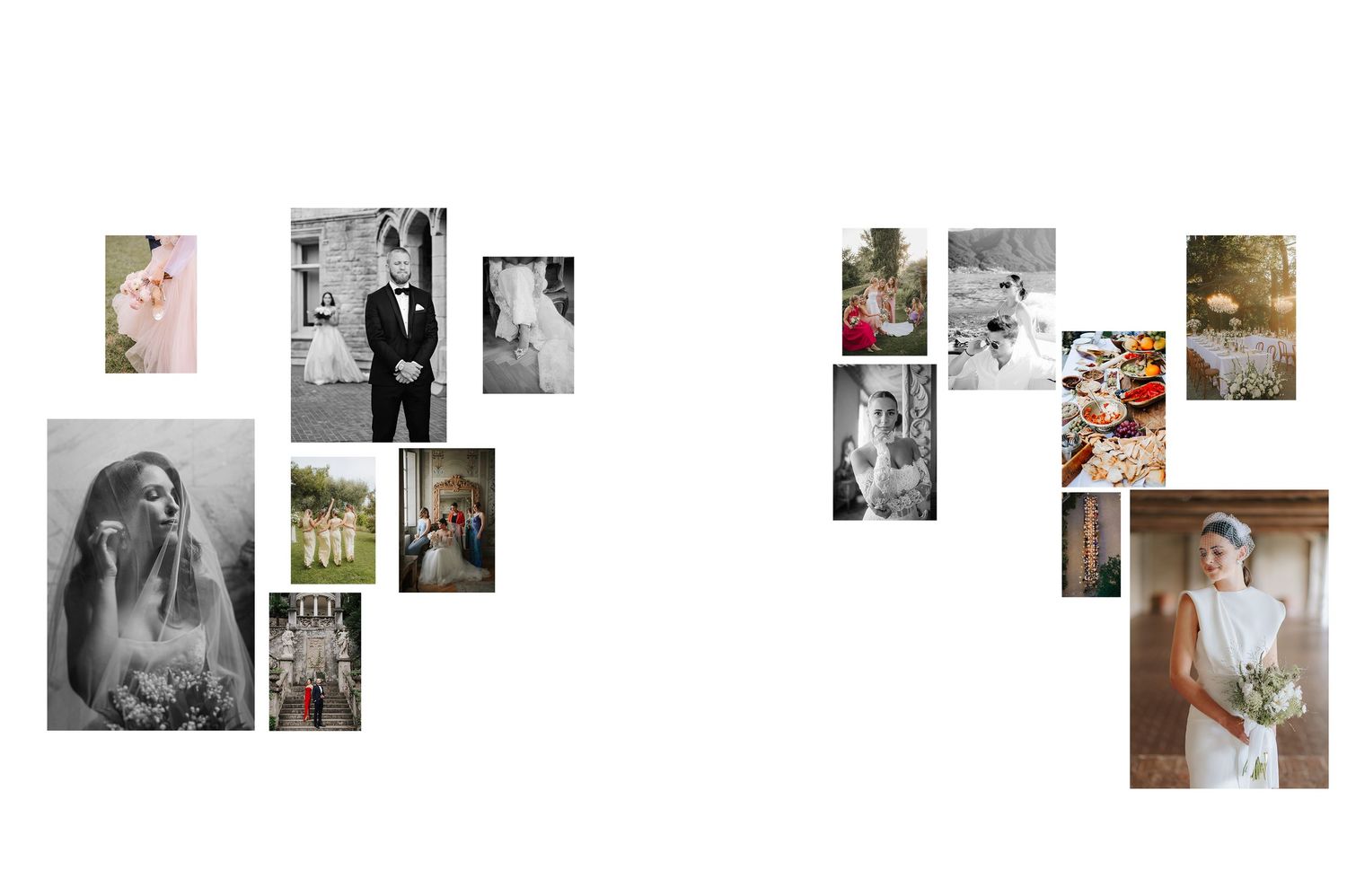 Editorial selection of luxury wedding photography in Italy showcasing refined details and timeless aesthetics