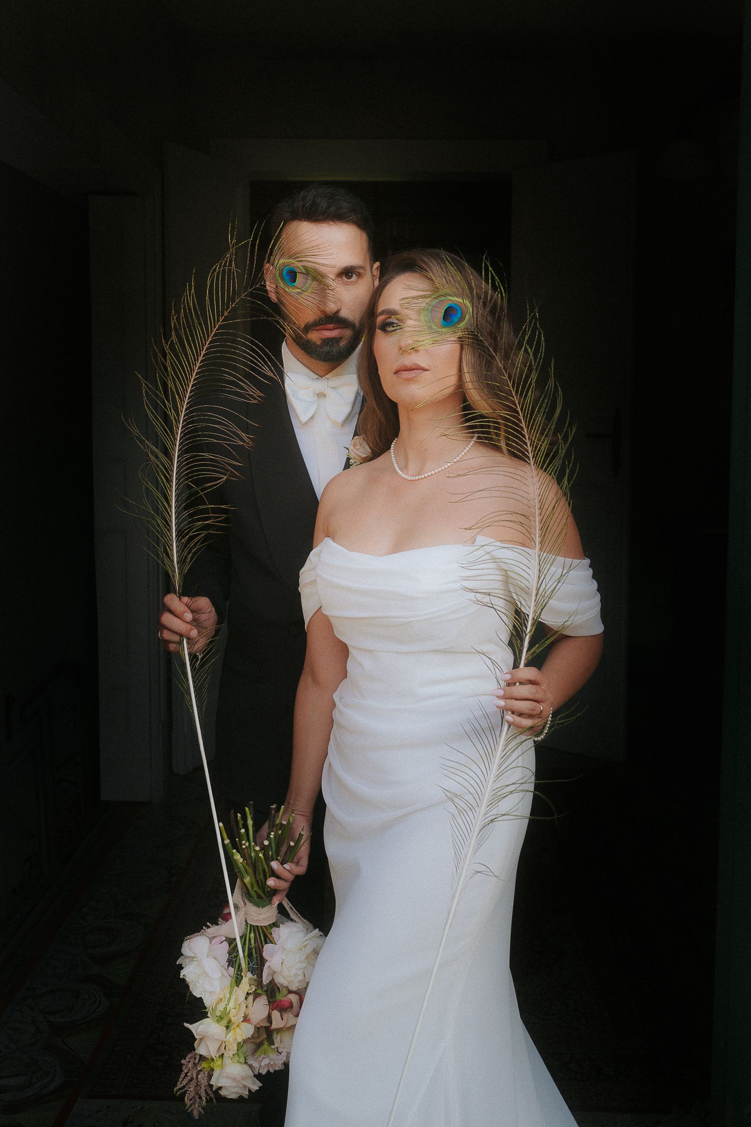 Elegant bridal and groom portrait photographed at a luxury destination wedding at Tenuta Savoca, Sicily