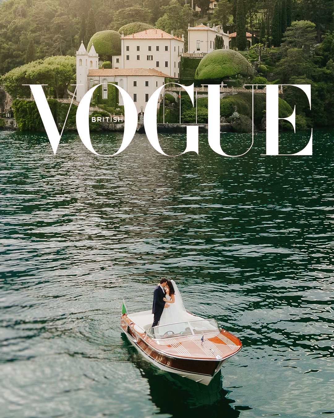 Bride photographed on Lake Como, Italy, featured in an editorial wedding story for Vogue