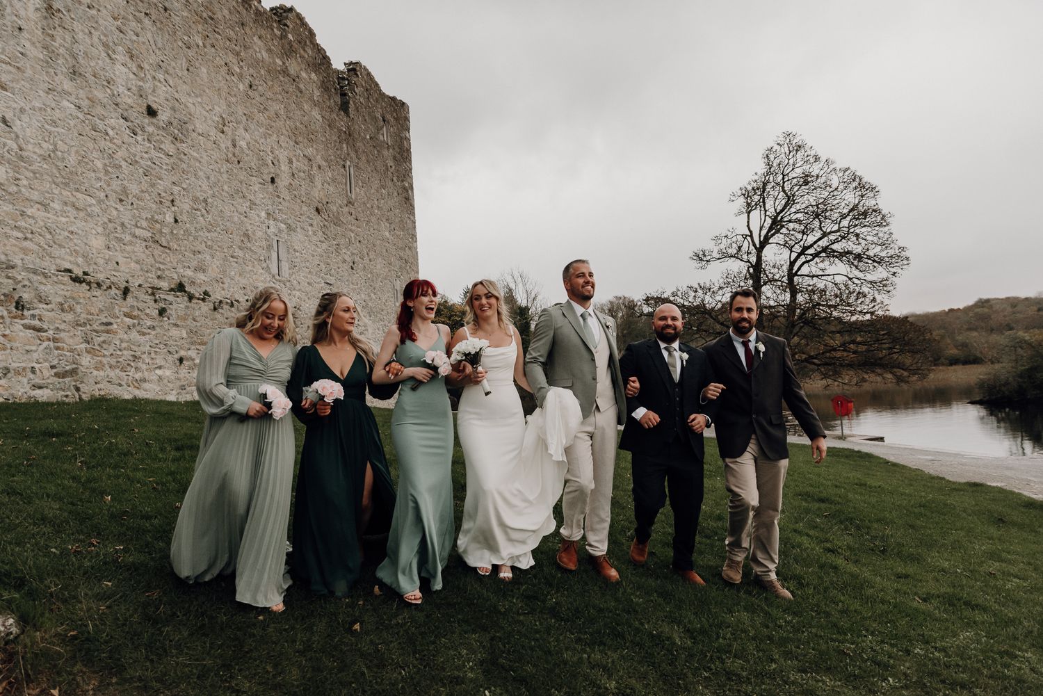 Wedding party portraits at Ross Castle, Killarney, Ireland