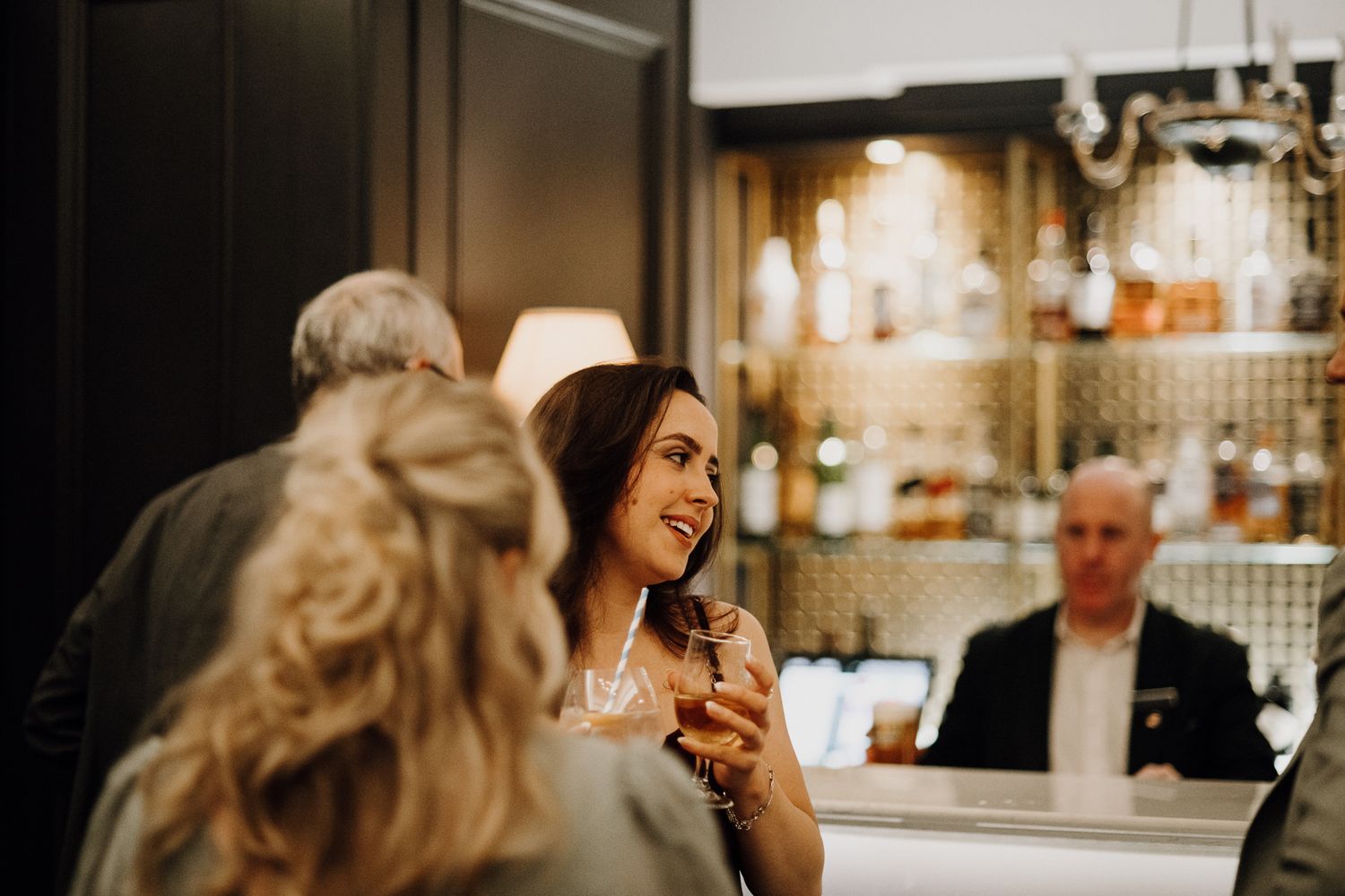 Wedding guests enjoying drinks at the bar, Randles Hotel, Killarney