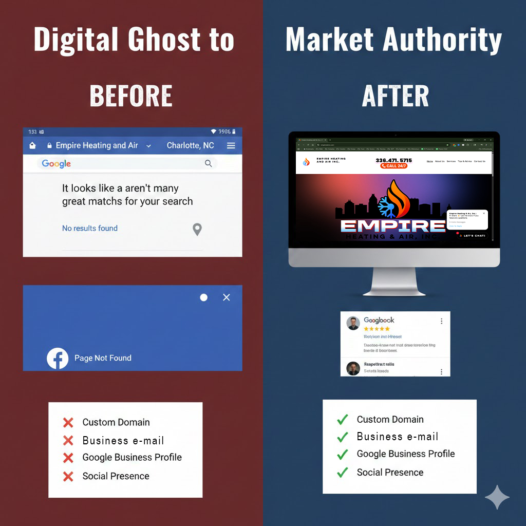 A series of website screenshots showing before and after comparisons of digital marketing and SEO optimization changes.
