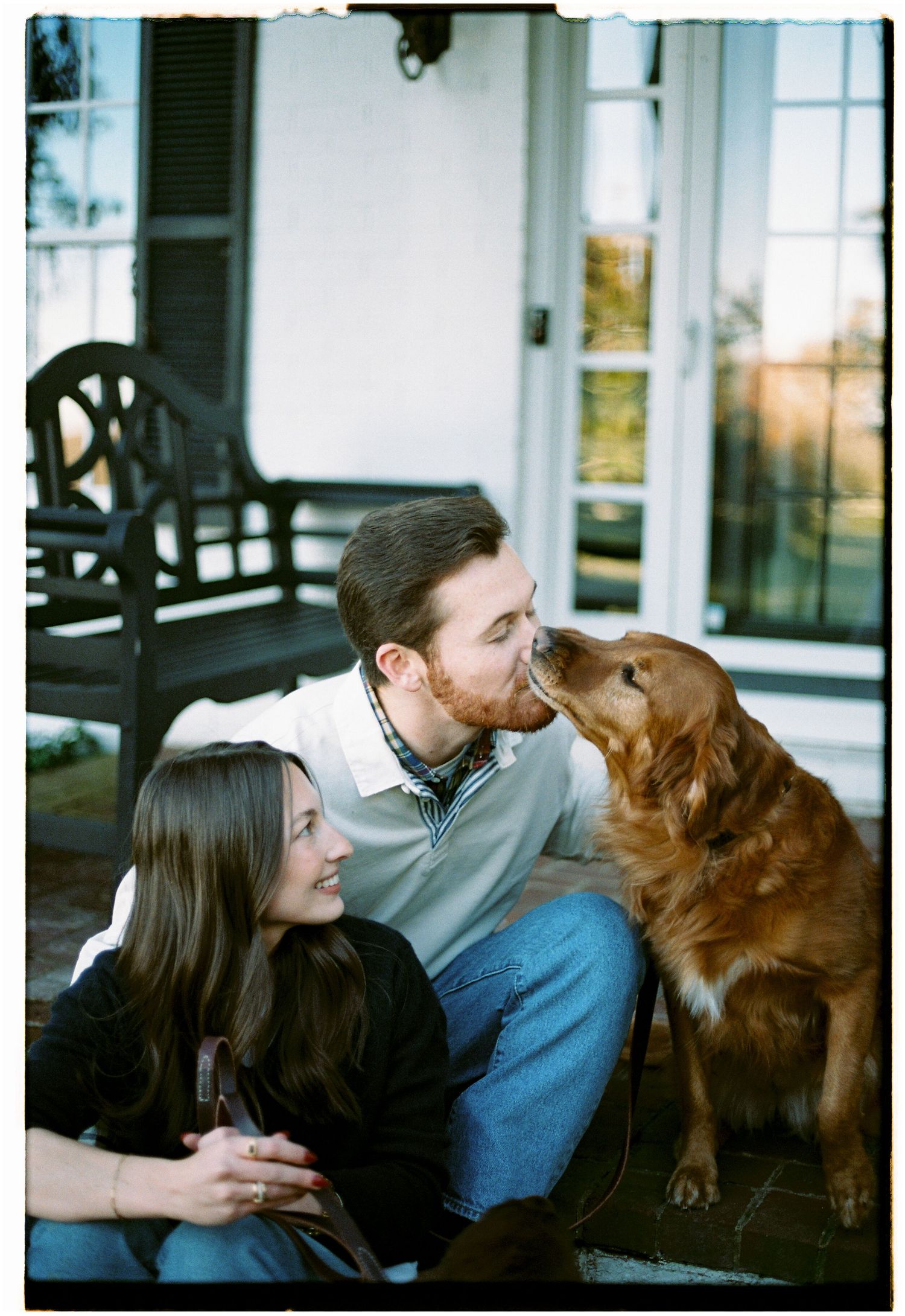 couples film pictures with dogs