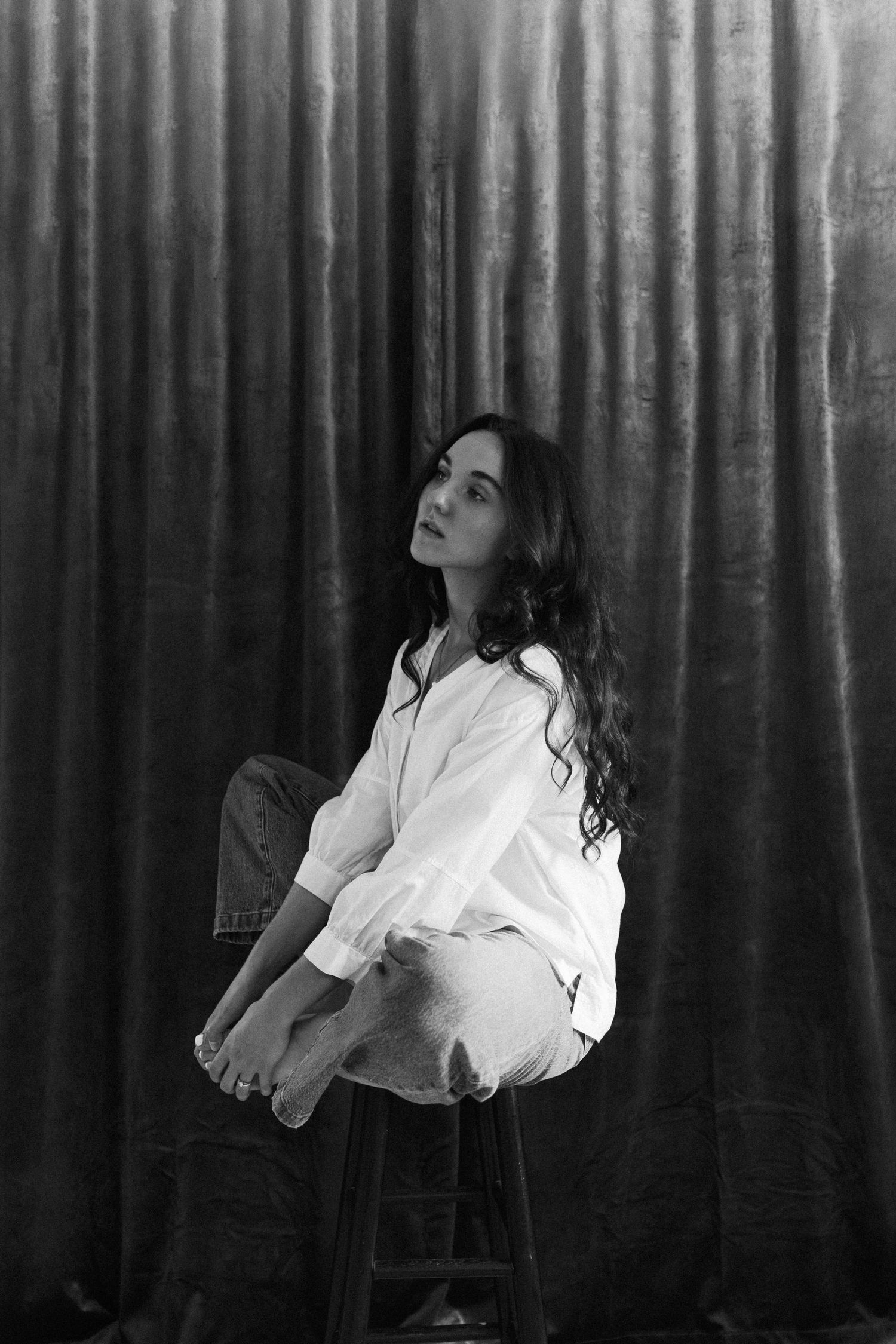 cinematic moody photoshoot with backdrop