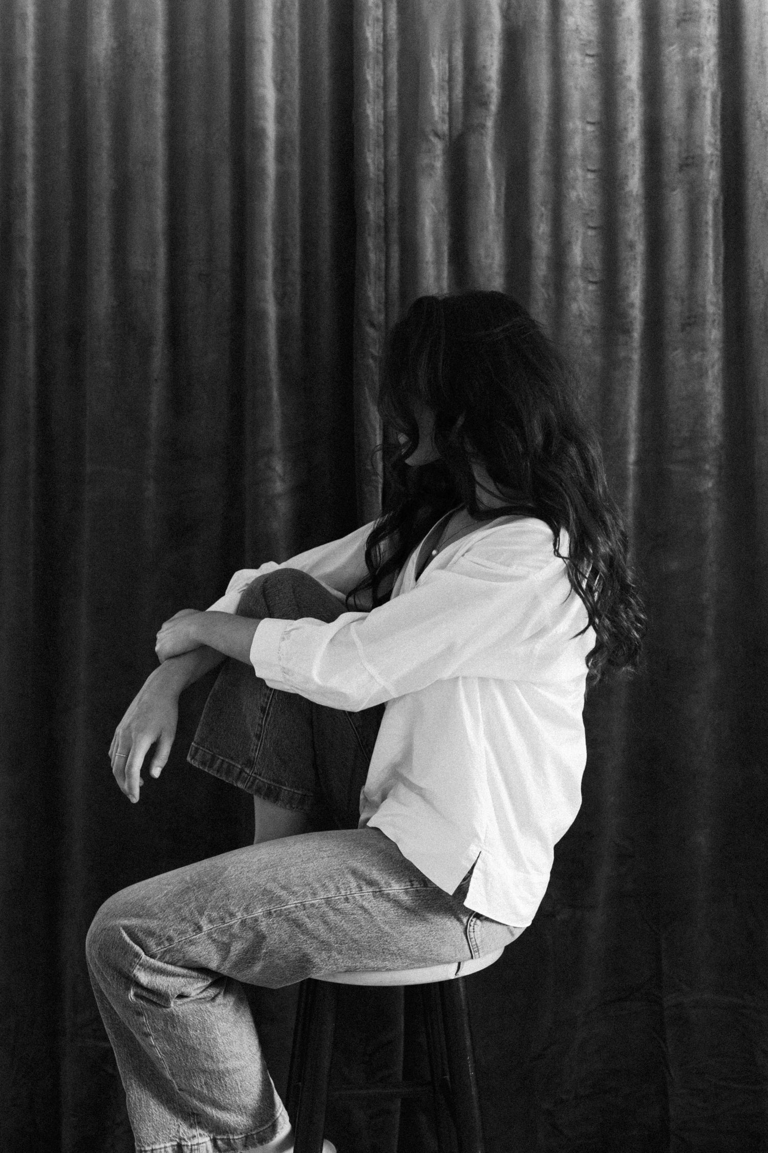 cinematic moody photoshoot with backdrop