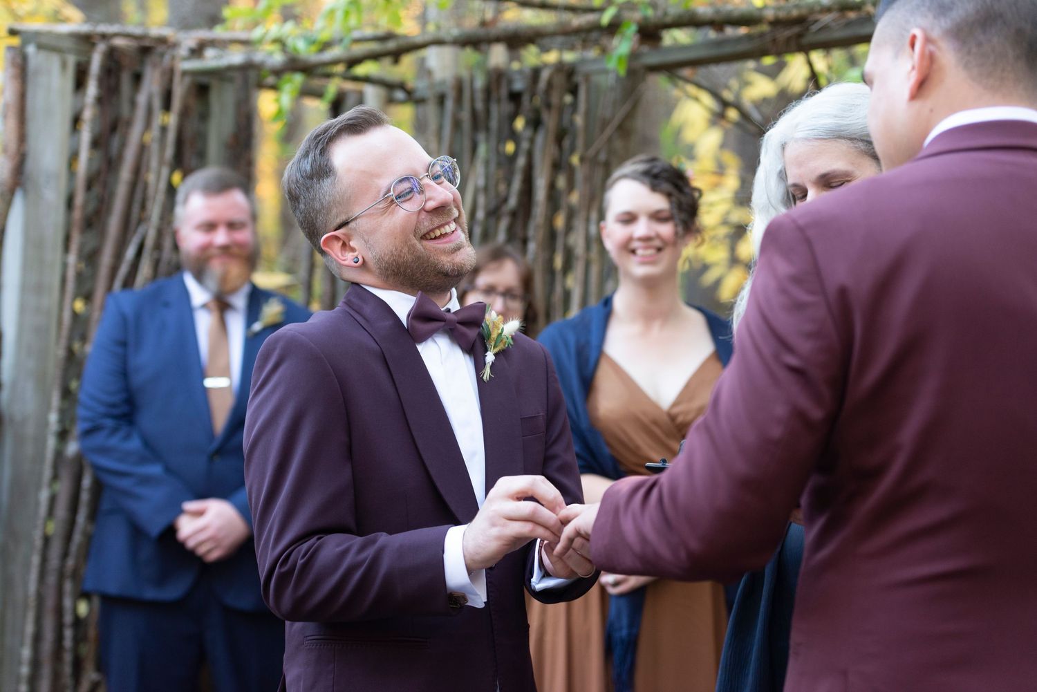Romantic same-sex wedding photo taken by a New Hampshire LGBTQ+ wedding photographer.