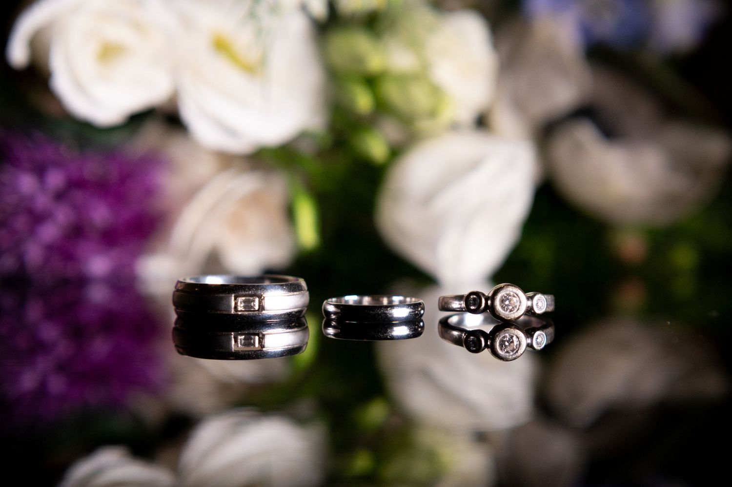 Fine art wedding rings detail photo by a New England wedding photographer.