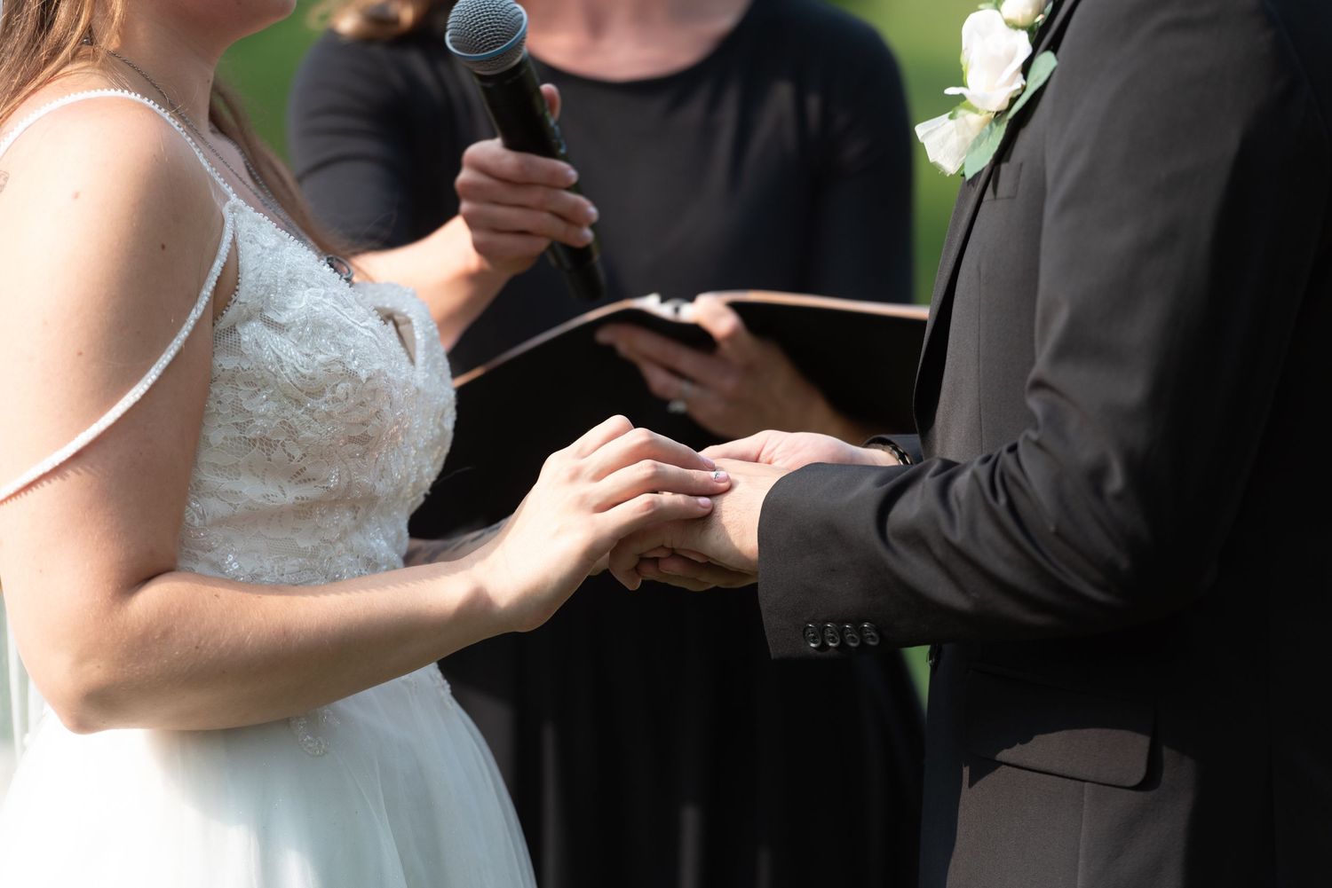 Rings captured during the exchange ceremony at a New Hampshire wedding.