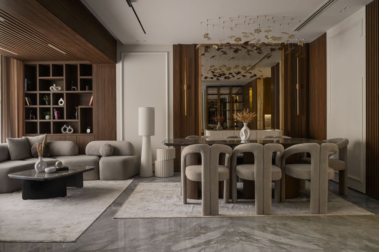 Modern luxury apartment interior with sleek furniture and minimalist design elements. Interior Photography