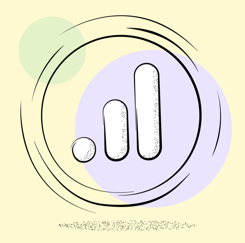 Bar chart analytics icon inside a circular frame on a pastel background representing data metrics.