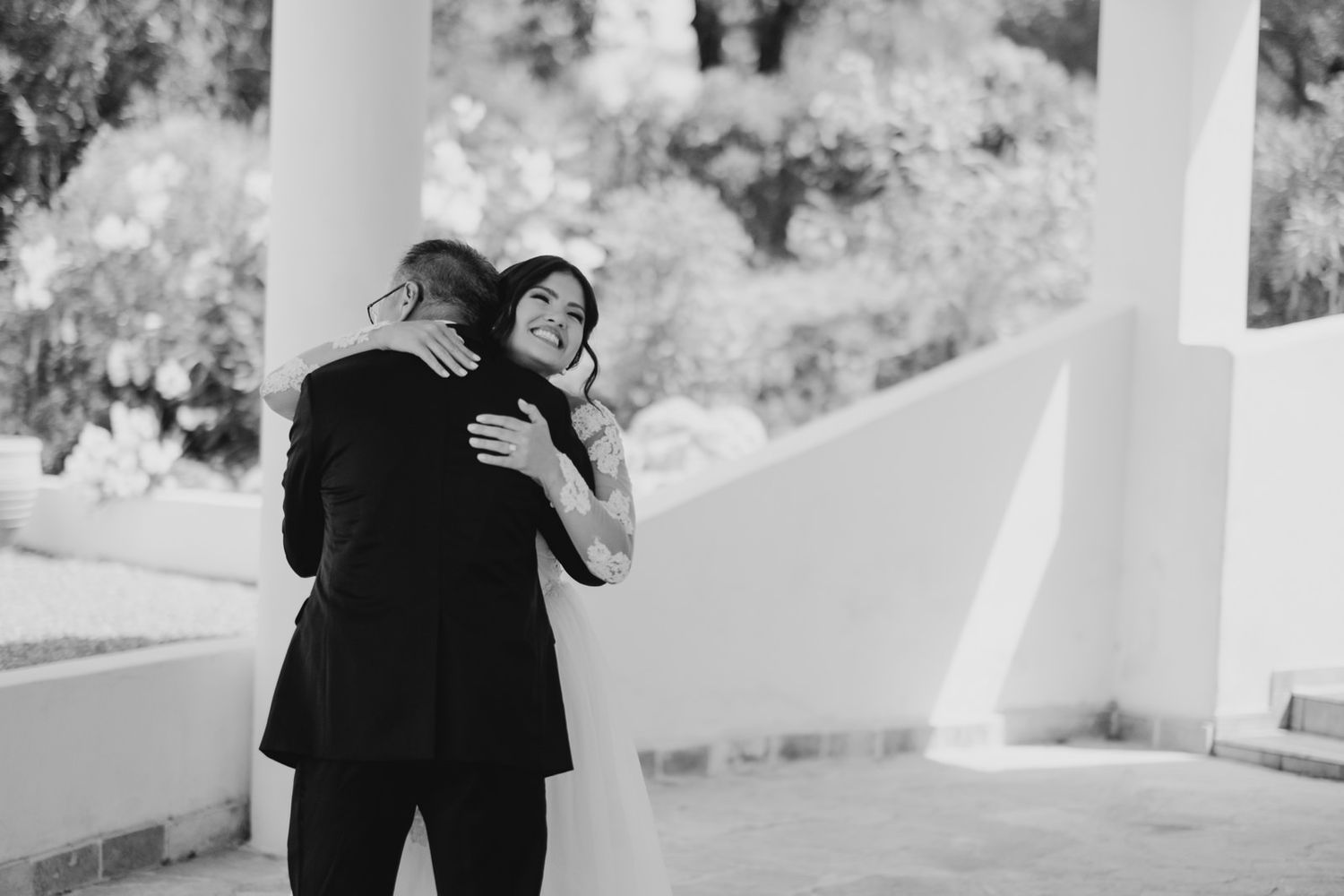 first look bride and father