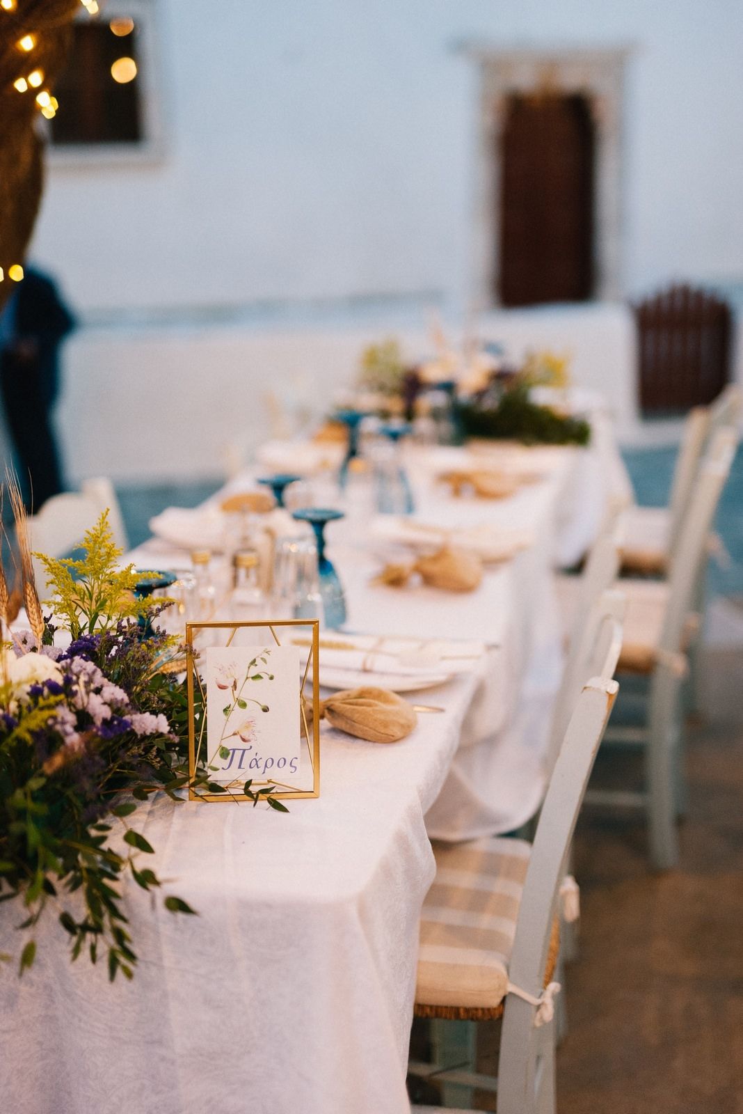wedding decoration in traditional square at sifnos